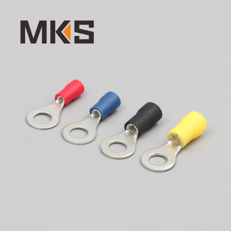 red blue black yellow insulation pure copper ring type cable lugs
