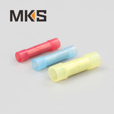 red blue yellow Nylon material insulated butt splice terminal connector