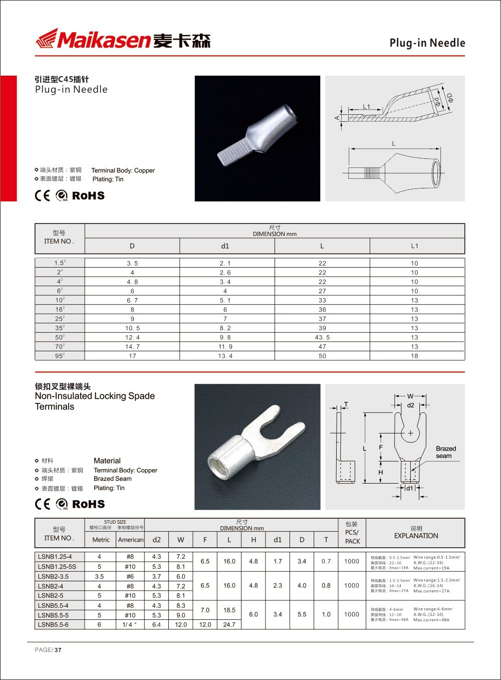 MKS cable joint wholesale for instrument