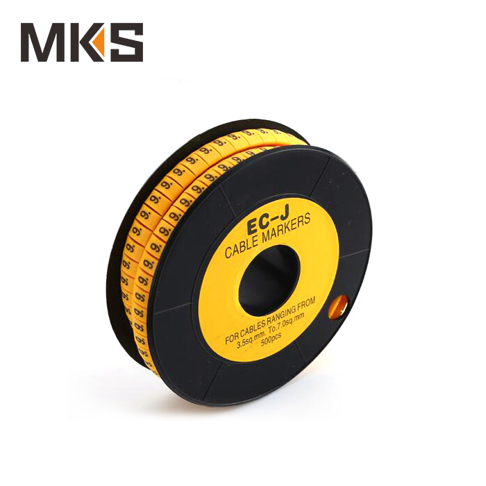 High quality flat PVC Circle Wire cable route marker yellow 2~8mm2 EC-J