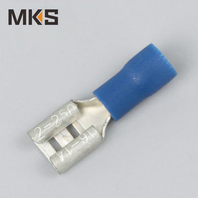 Female brass wire terminal connector 16-14AWG blue color FDD2-250
